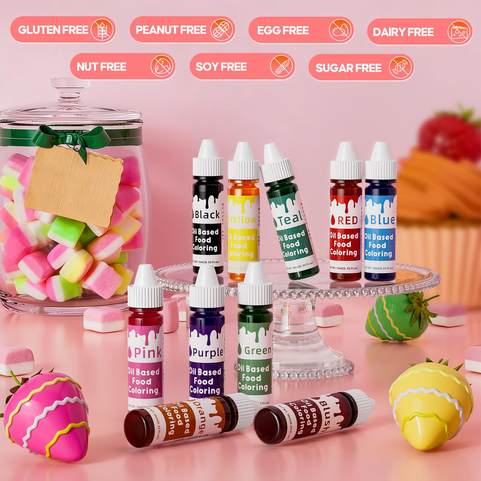 Nomeca pink oil-based color for soft rose-toned fondant accents.