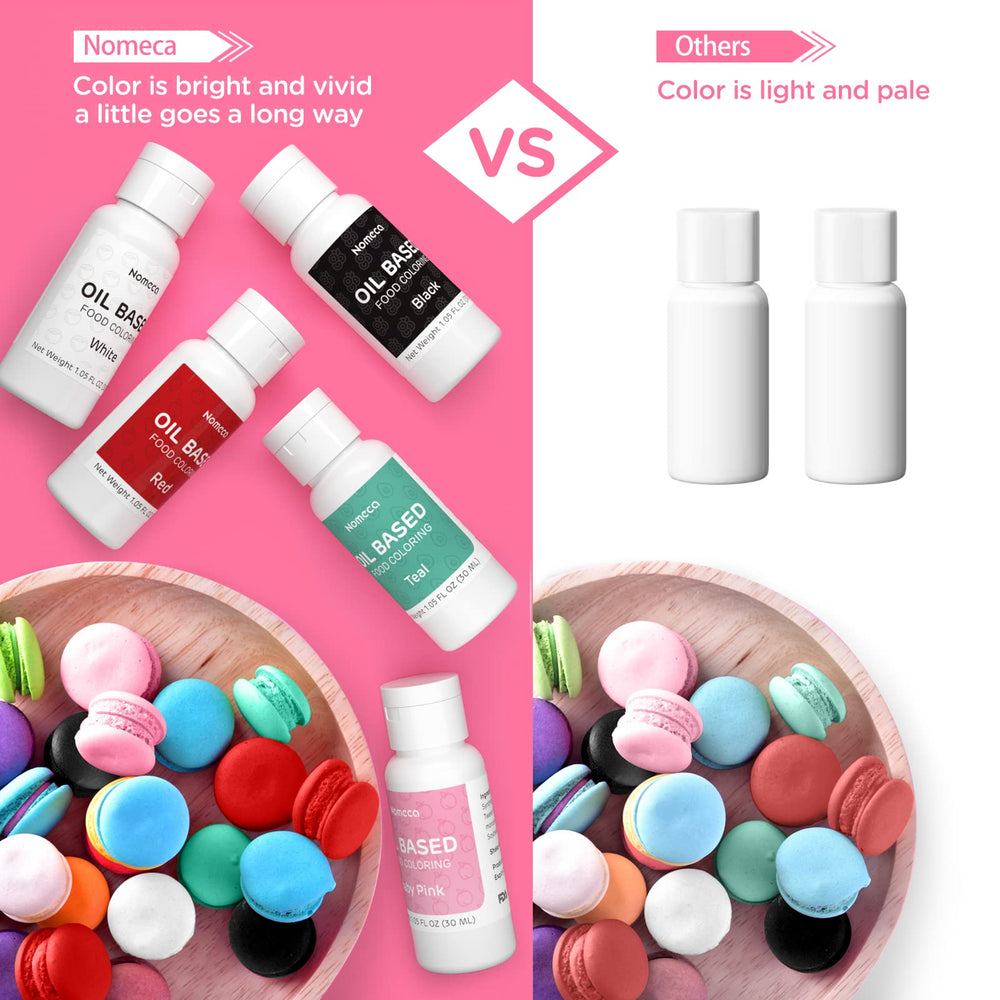 Nomeca pink oil-based coloring for icing and piping adds bold hues