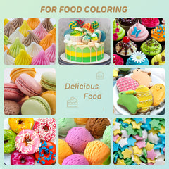Nomeca vibrant color palette shown in bottles, perfect for icing, frosting, and fondant projects.