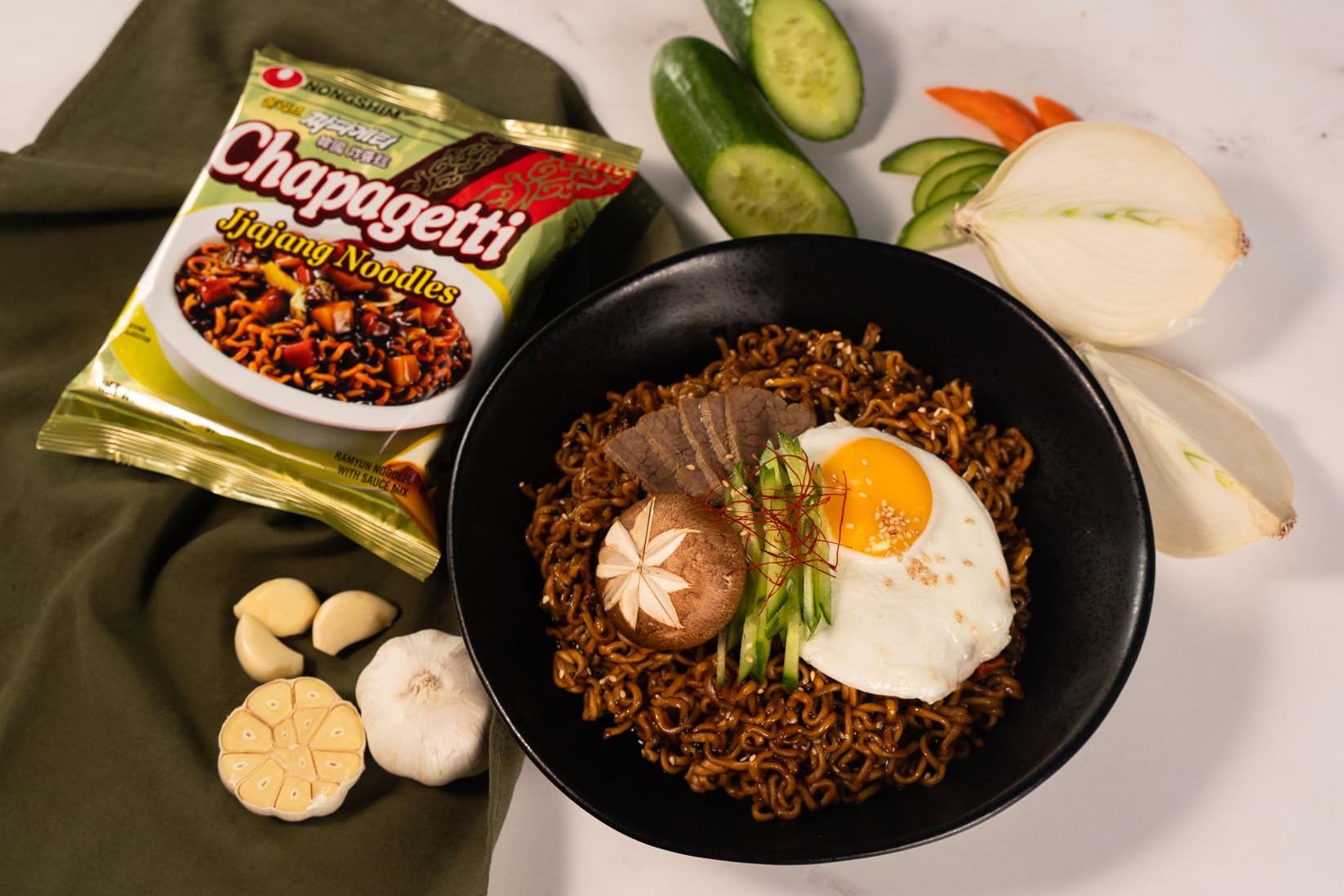 Nongshim Chapagetti four-pack box for convenient pantry meals.