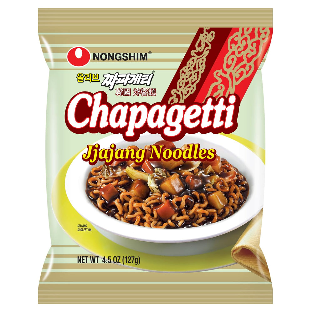 Nongshim Chapagetti noodles in a bowl with rich aroma and quick meal appeal.