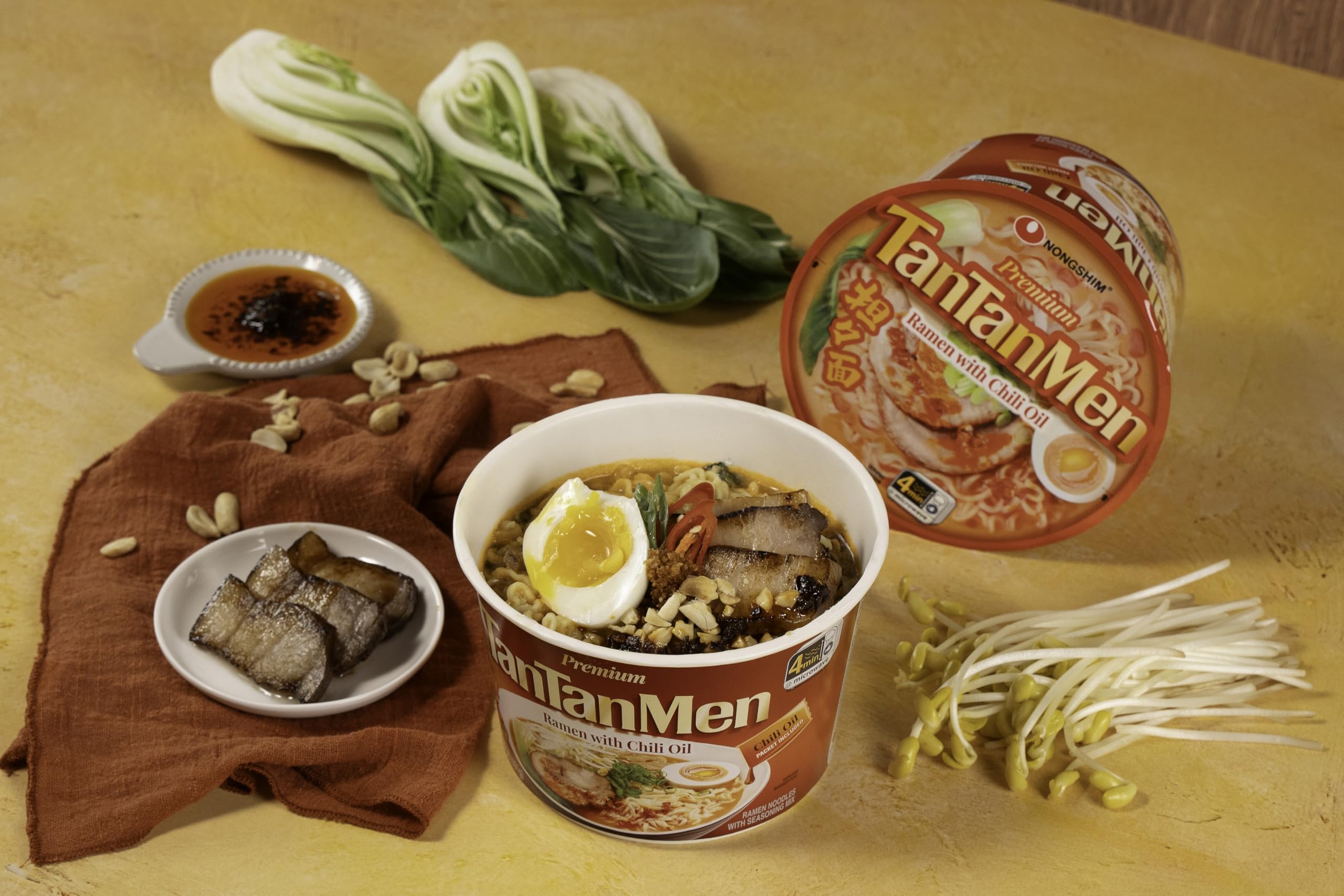 Nongshim Gourmet Tantanmen noodles close-up showing chewy texture