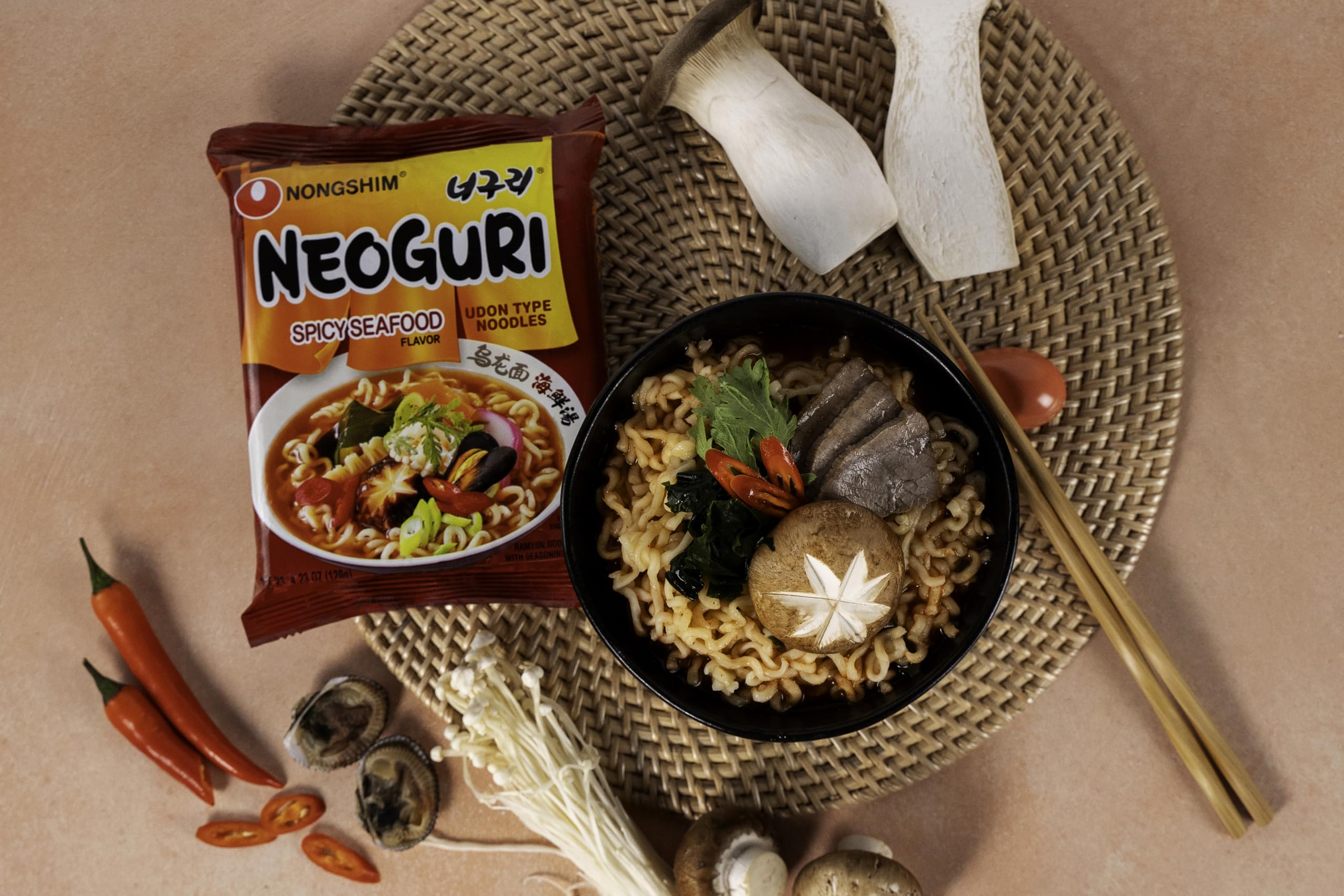 Nongshim Neoguri udon noodles ready for microwave preparation
