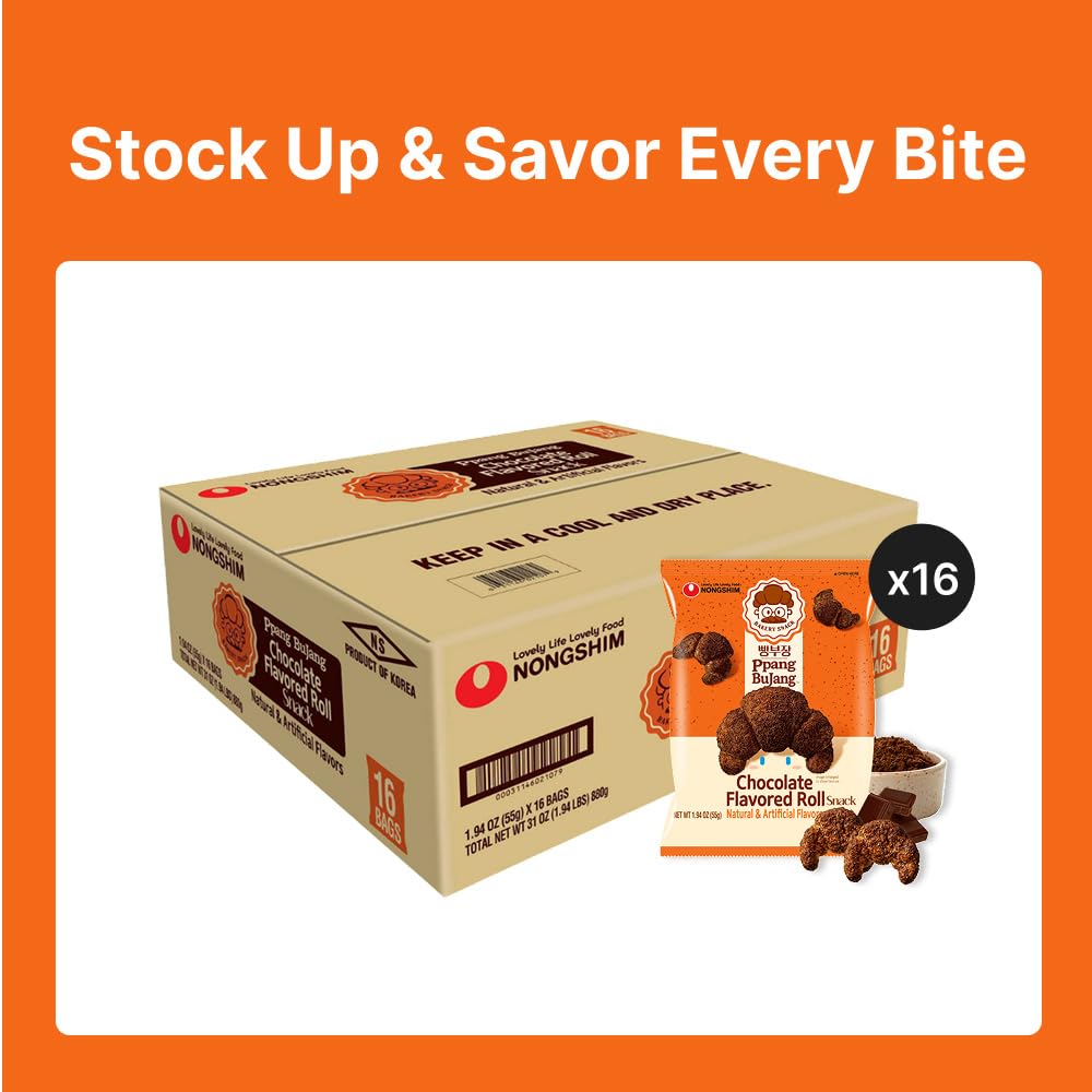 Nongshim Ppang Bujang chocolate roll glossy chocolate glaze — tempting visual appeal.