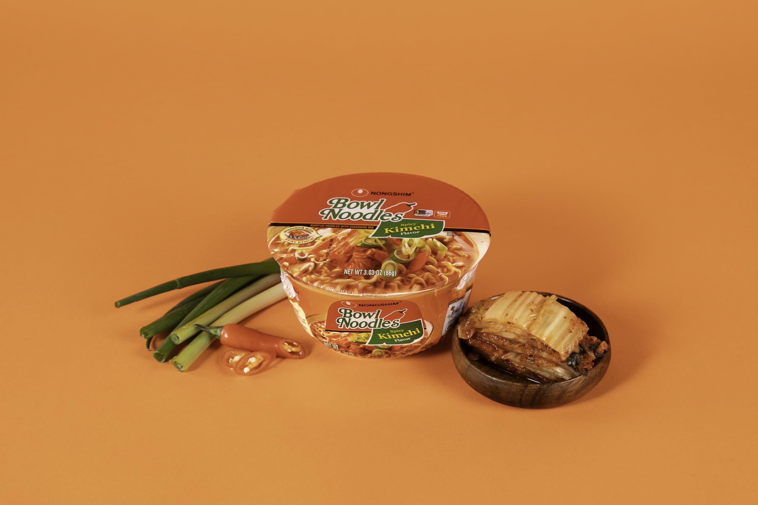 Close-up of Nongshim ramen noodles showing texture