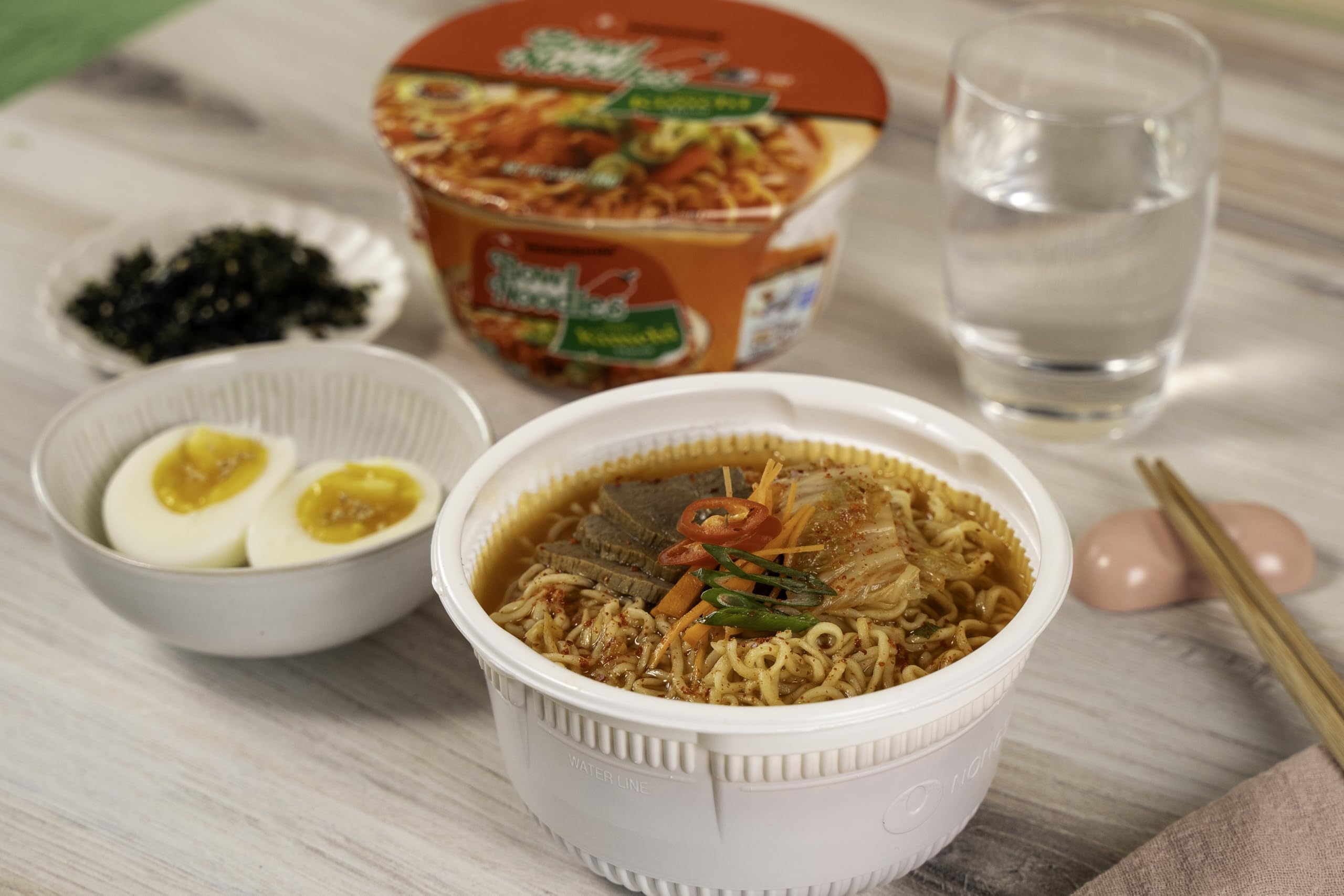 Pack of six Nongshim ramen bowls for pantry convenience