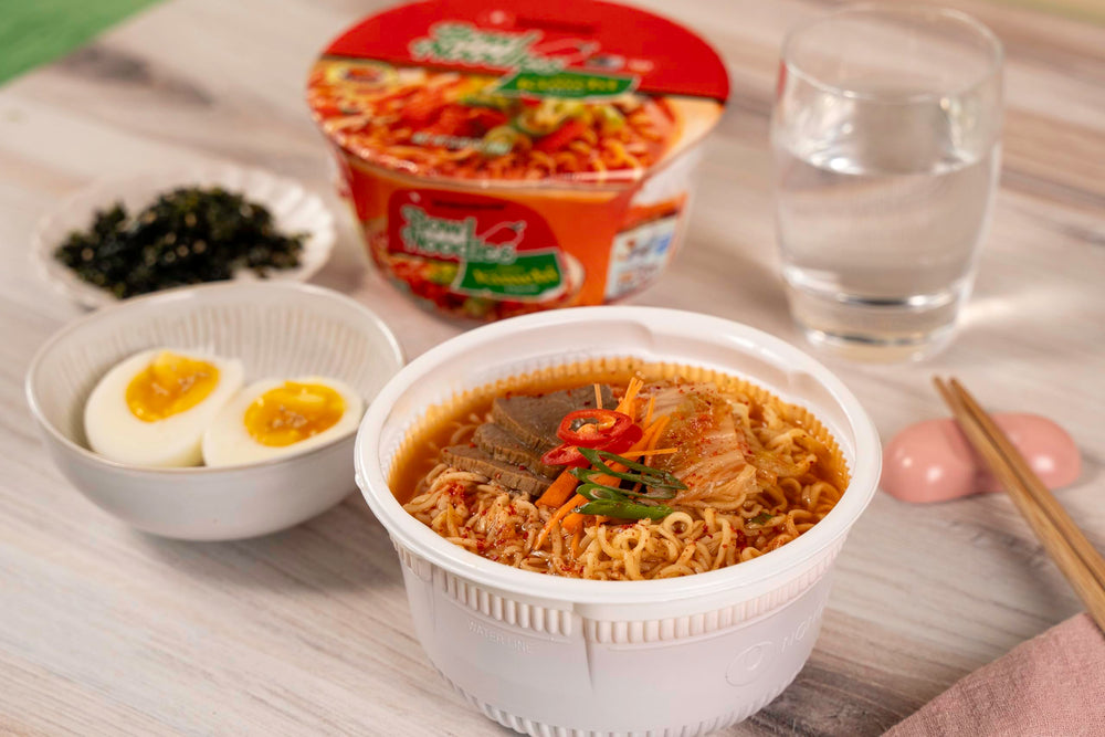 Pack of six Nongshim ramen bowls for pantry convenience