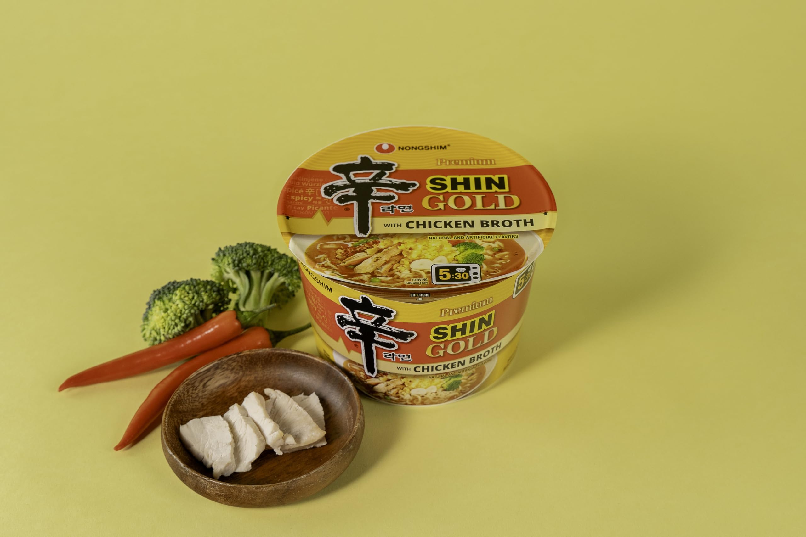 Nongshim Shin Gold noodles close-up reveals chewy, satisfying strands