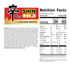 Nongshim Shin Gold sauce-packet highlights rich broth and spices.