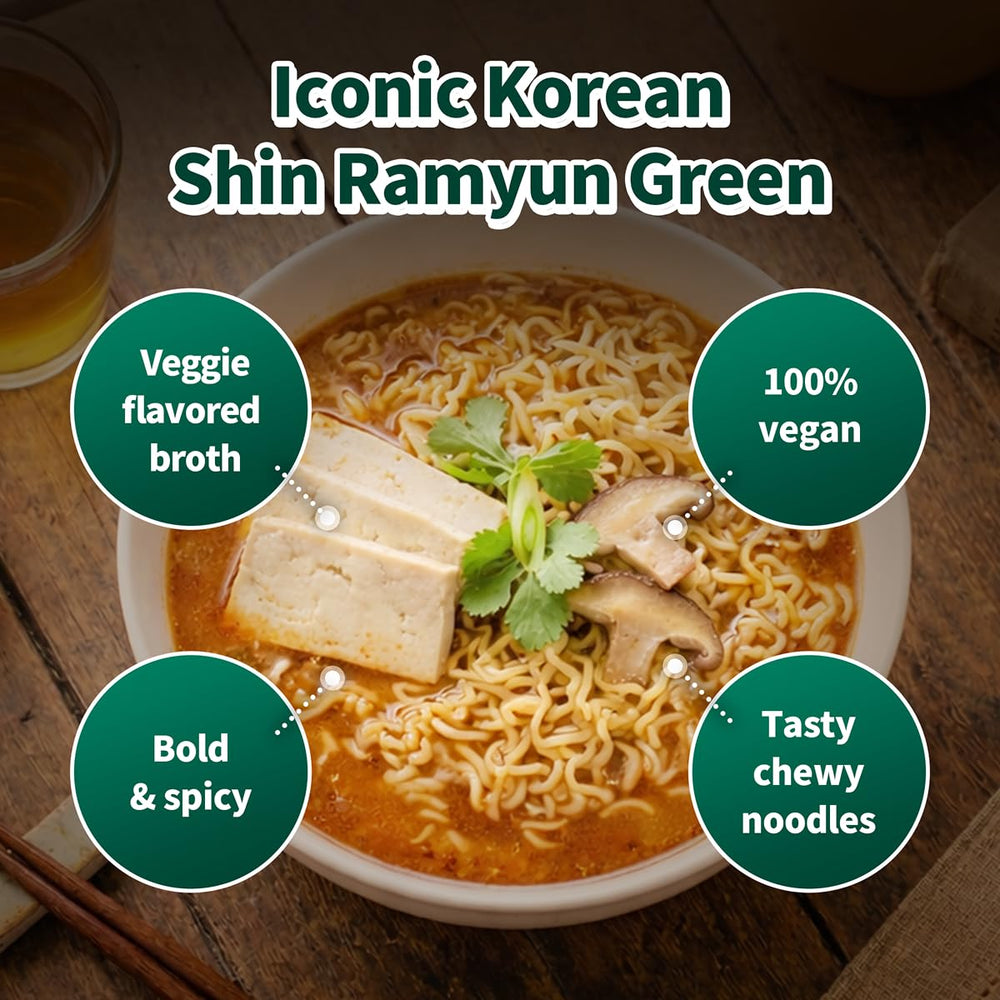 Nongshim Shin Green fried tofu chunks add protein and bite.