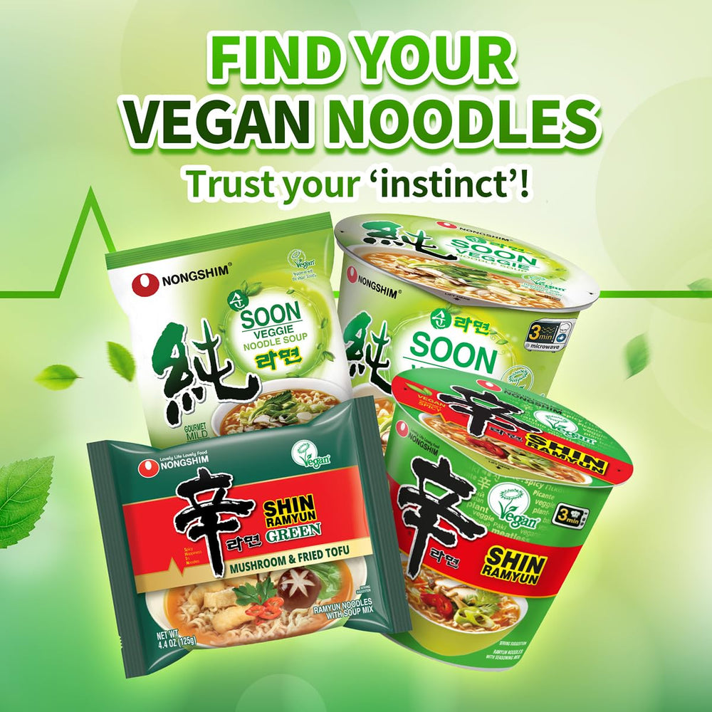 Nongshim Shin Green ramen bowl ready to serve in minutes.