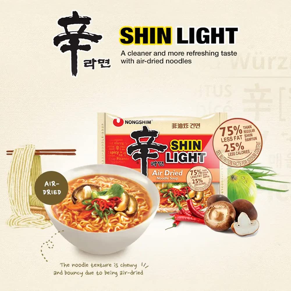 Nongshim Shin Light broth close-up showing balanced flavor for quick meals