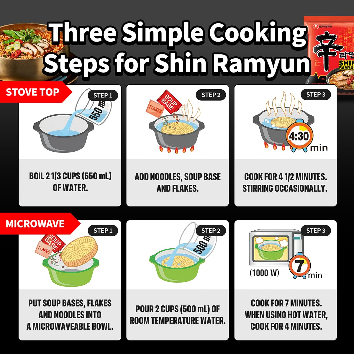 Pack of 20 Shin Ramyun provides great value for families.