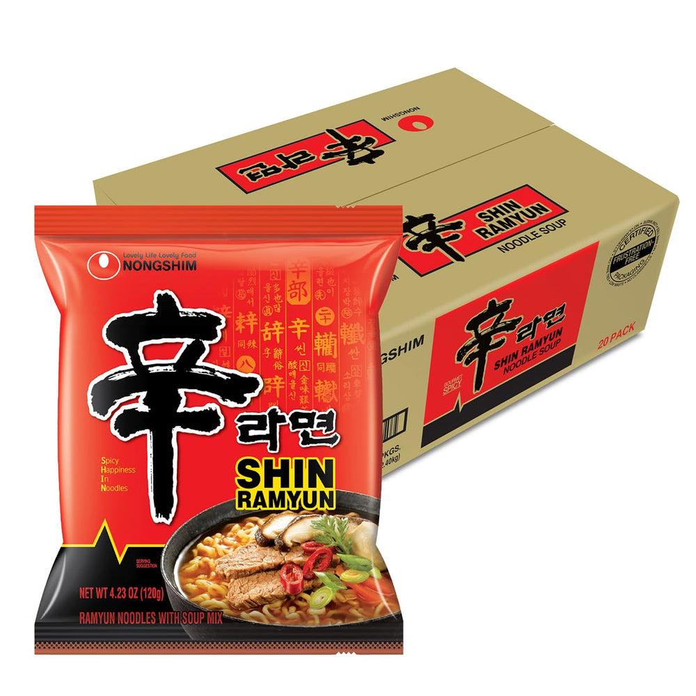 Nongshim Shin Ramyun spicy beef broth bowl delivers bold flavor in minutes.