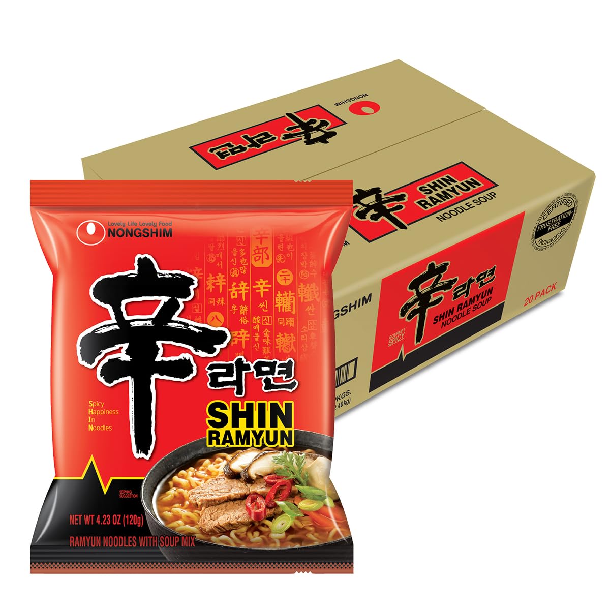 Nongshim Shin Ramyun spicy beef broth bowl delivers bold flavor in minutes.