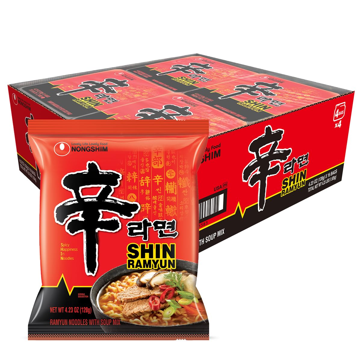 Nongshim Shin Ramyun spicy broth pour for a quick, comforting dinner at home.