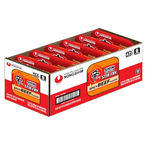 Nongshim Shin Ramyun Stir-Fry Square Bowl microwaving-ready image for fast dinners.