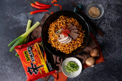 Nongshim Shin Ramyun Stir-Fry Square Bowl six-pack, convenient pantry staple for busy nights.