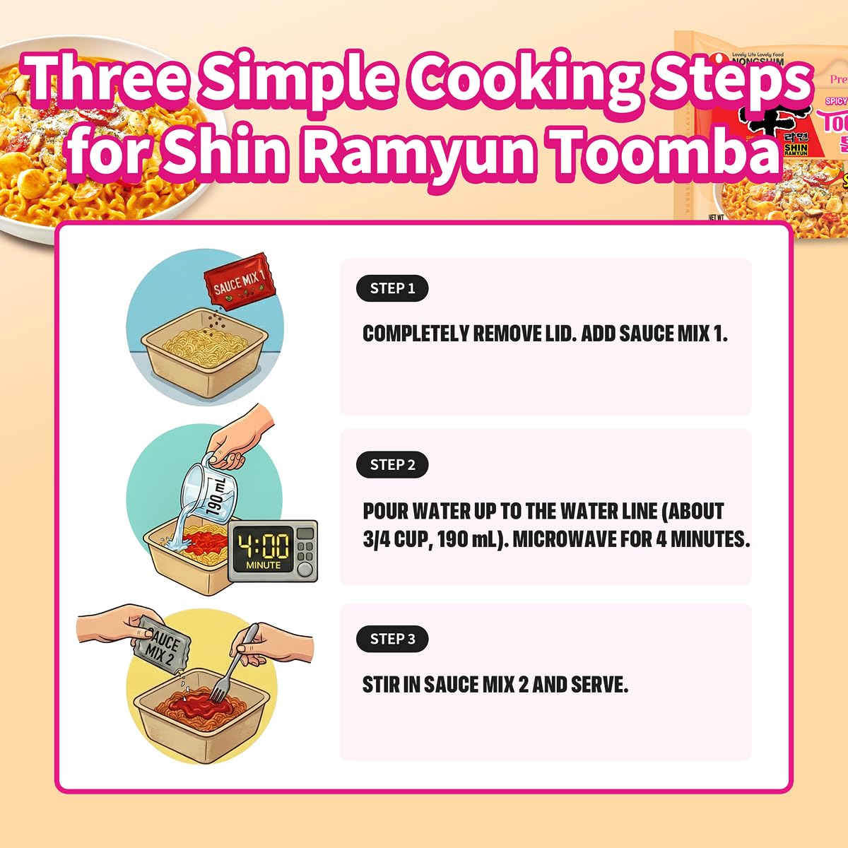 Nongshim Shin Ramyun Toomba pack of six: pantry-ready quick meals