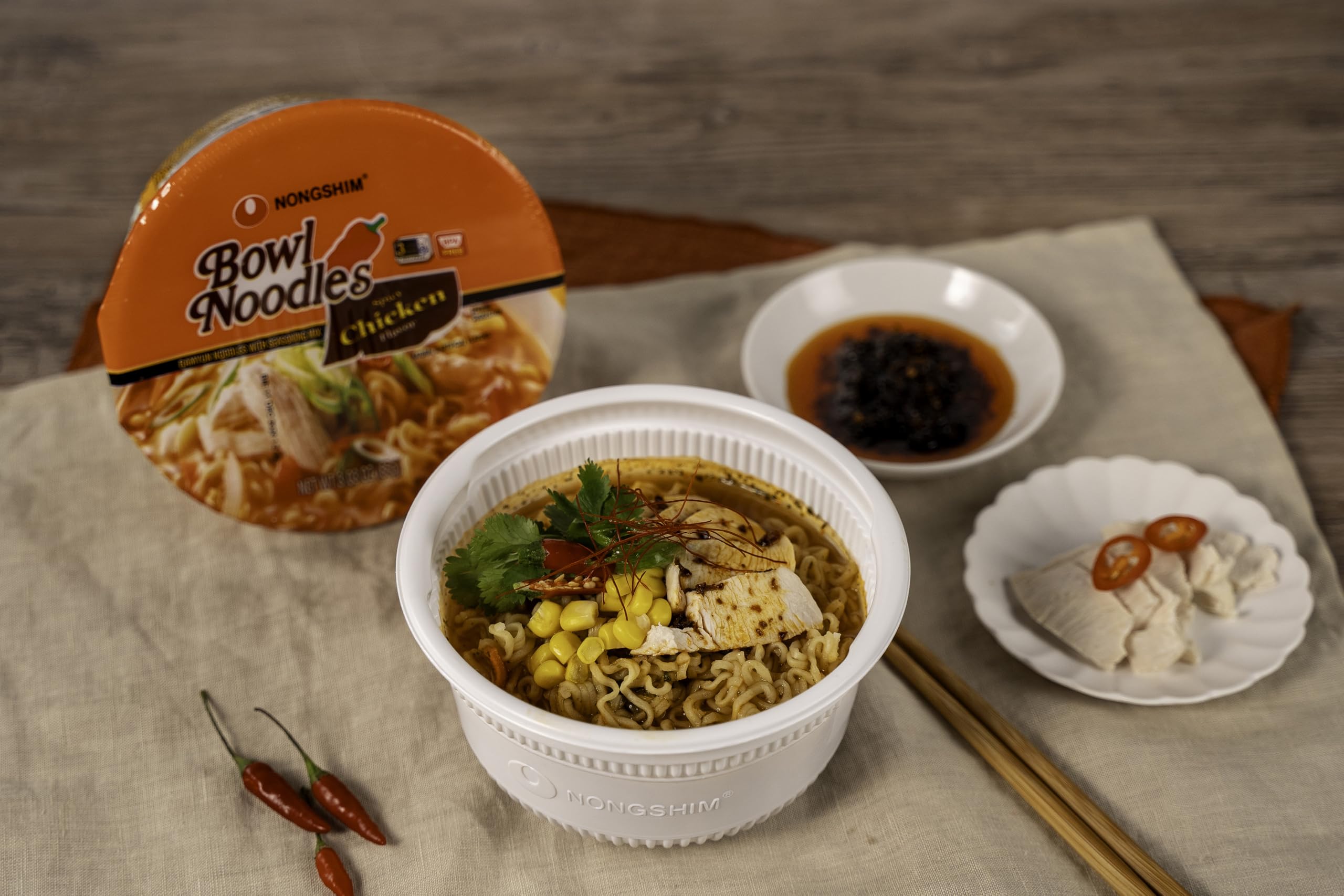 Nongshim Spicy Chicken Noodle Bowl microwave-ready convenience for busy days
