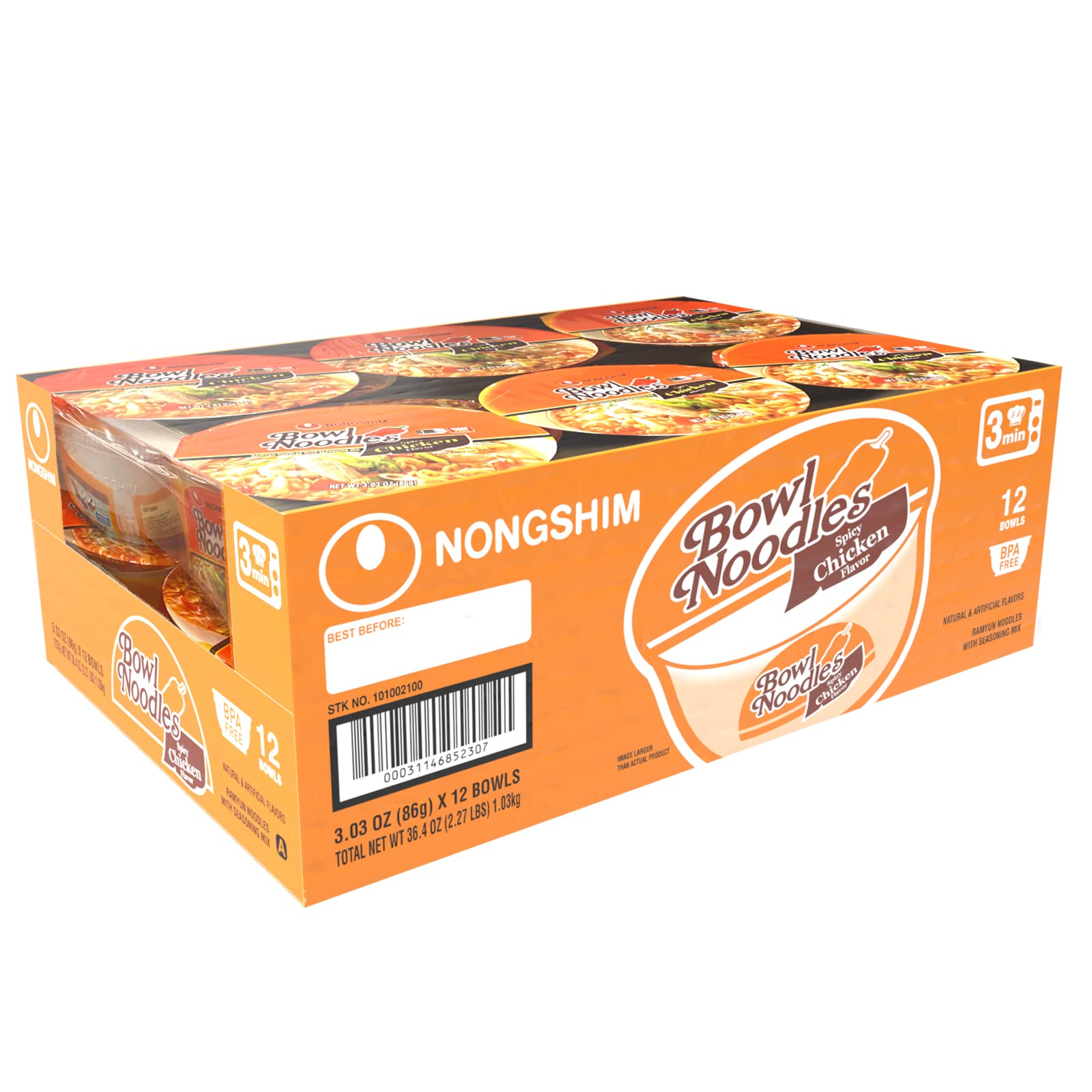 Nongshim bowl steaming hot, ready to serve a comforting quick meal