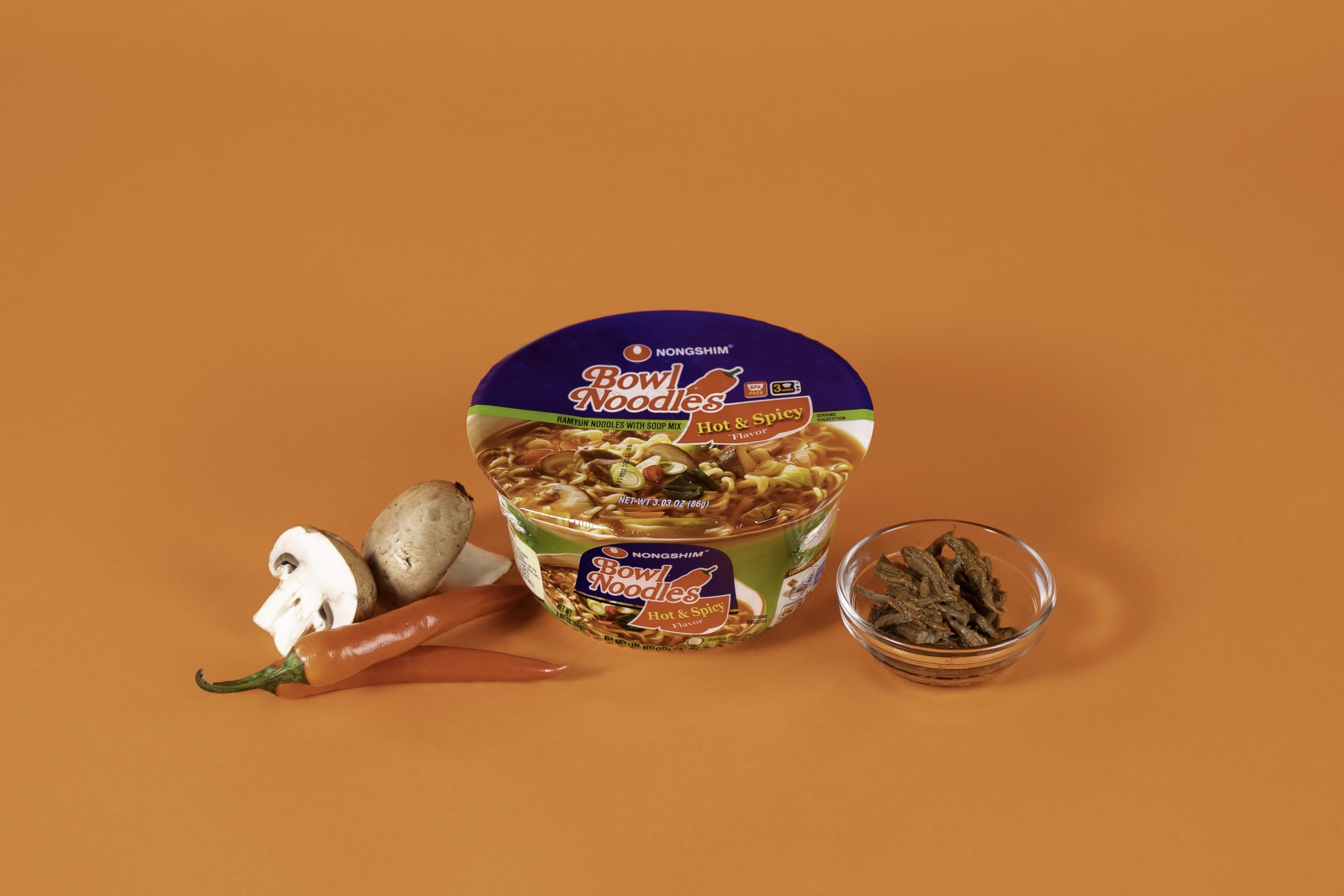 Nongshim steaming bowl in a home kitchen for aroma