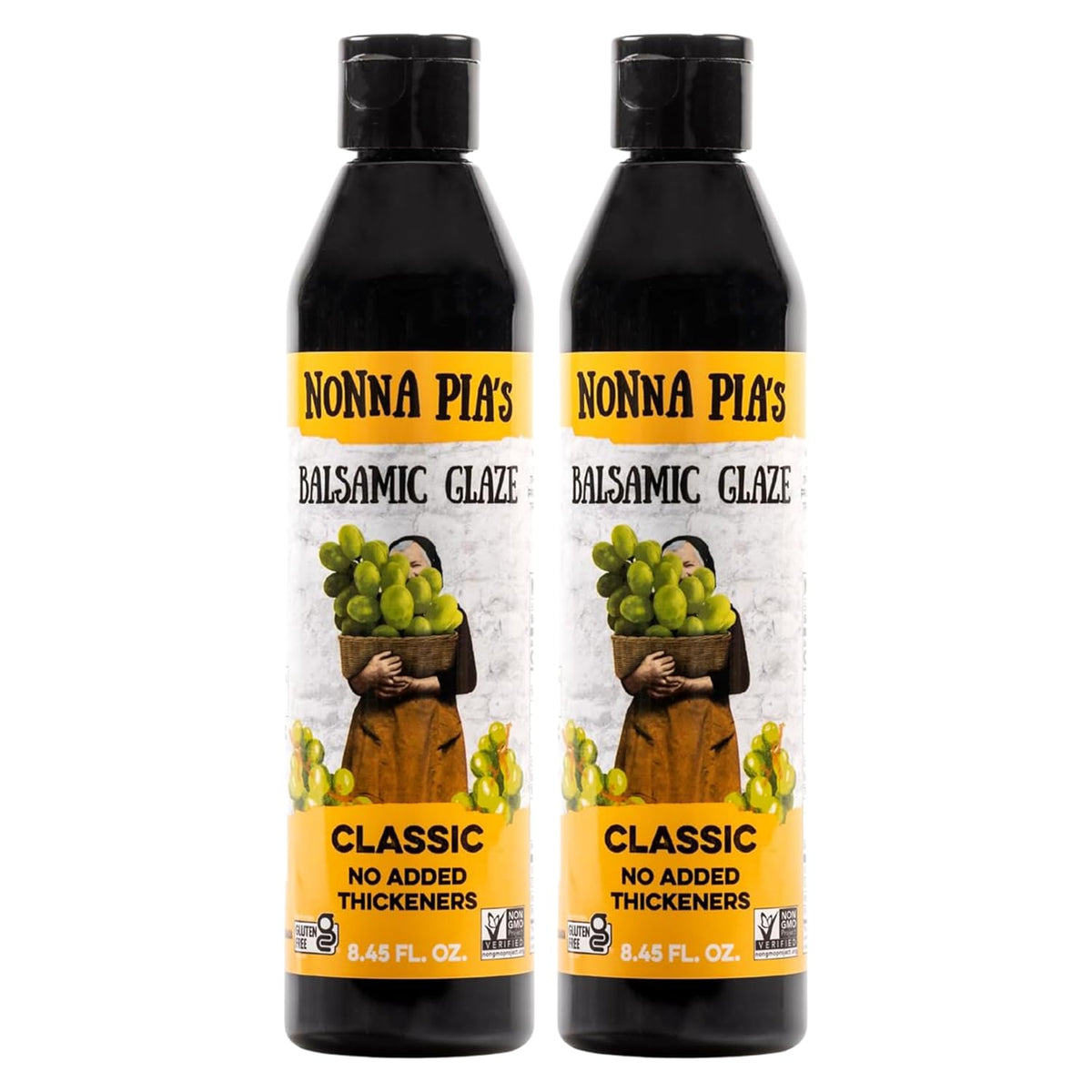 Nonna Pia’s Classic Balsamic Glaze bottle ready for a salad finish.