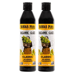 Nonna Pia’s Classic Balsamic Glaze bottle ready for a salad finish.