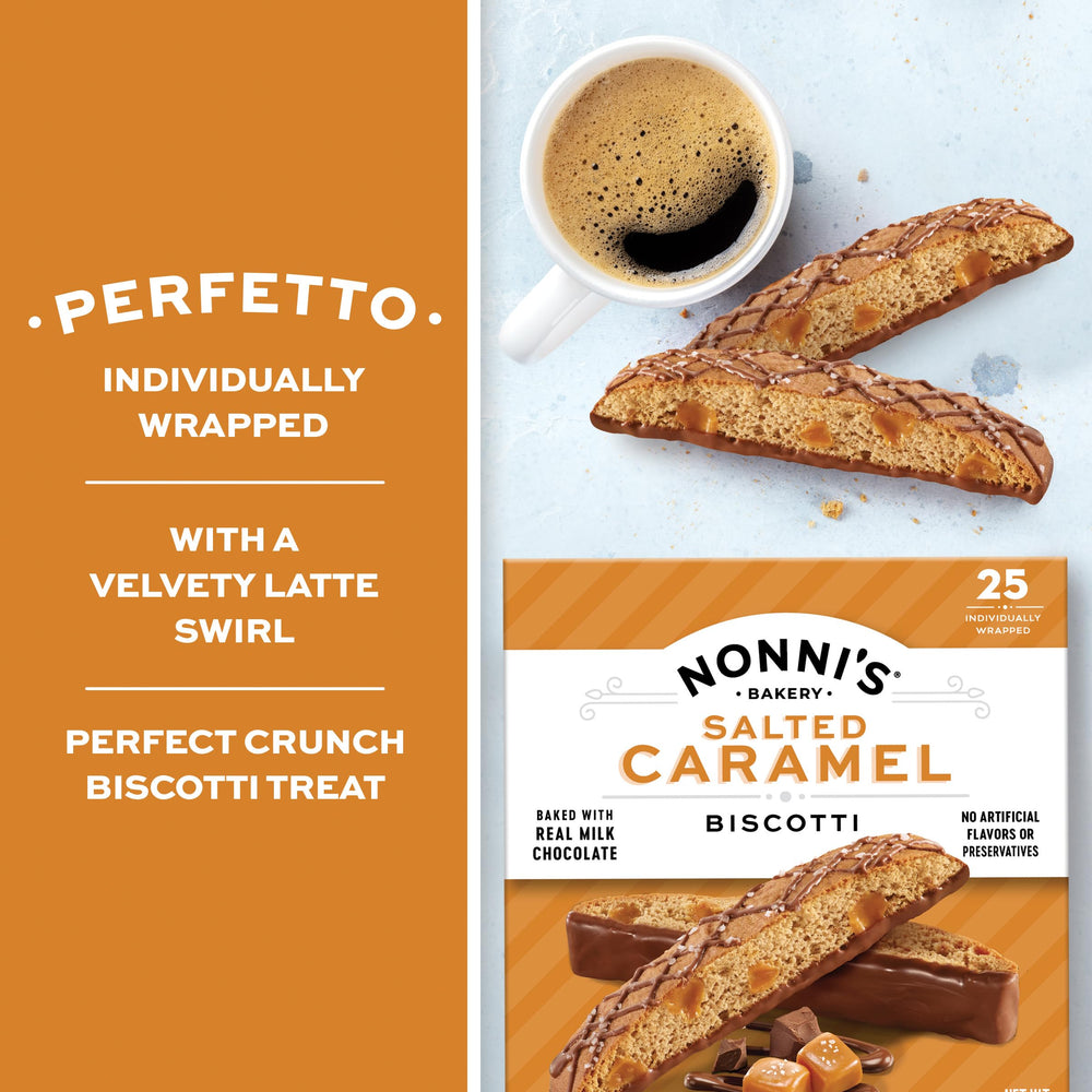Individually wrapped Nonni's biscotti stay fresh on the go.