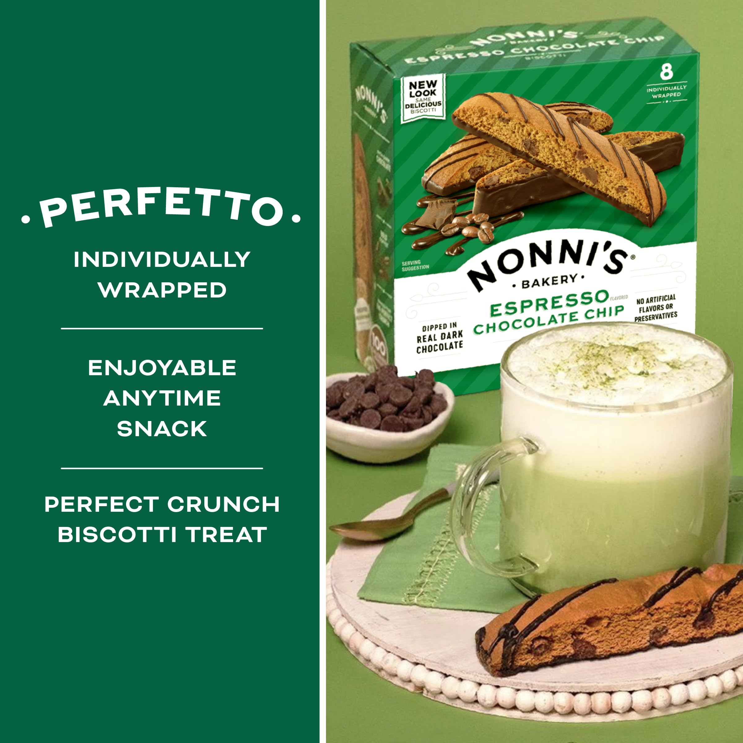 Coffee pairing setup featuring Nonni's espresso biscotti.