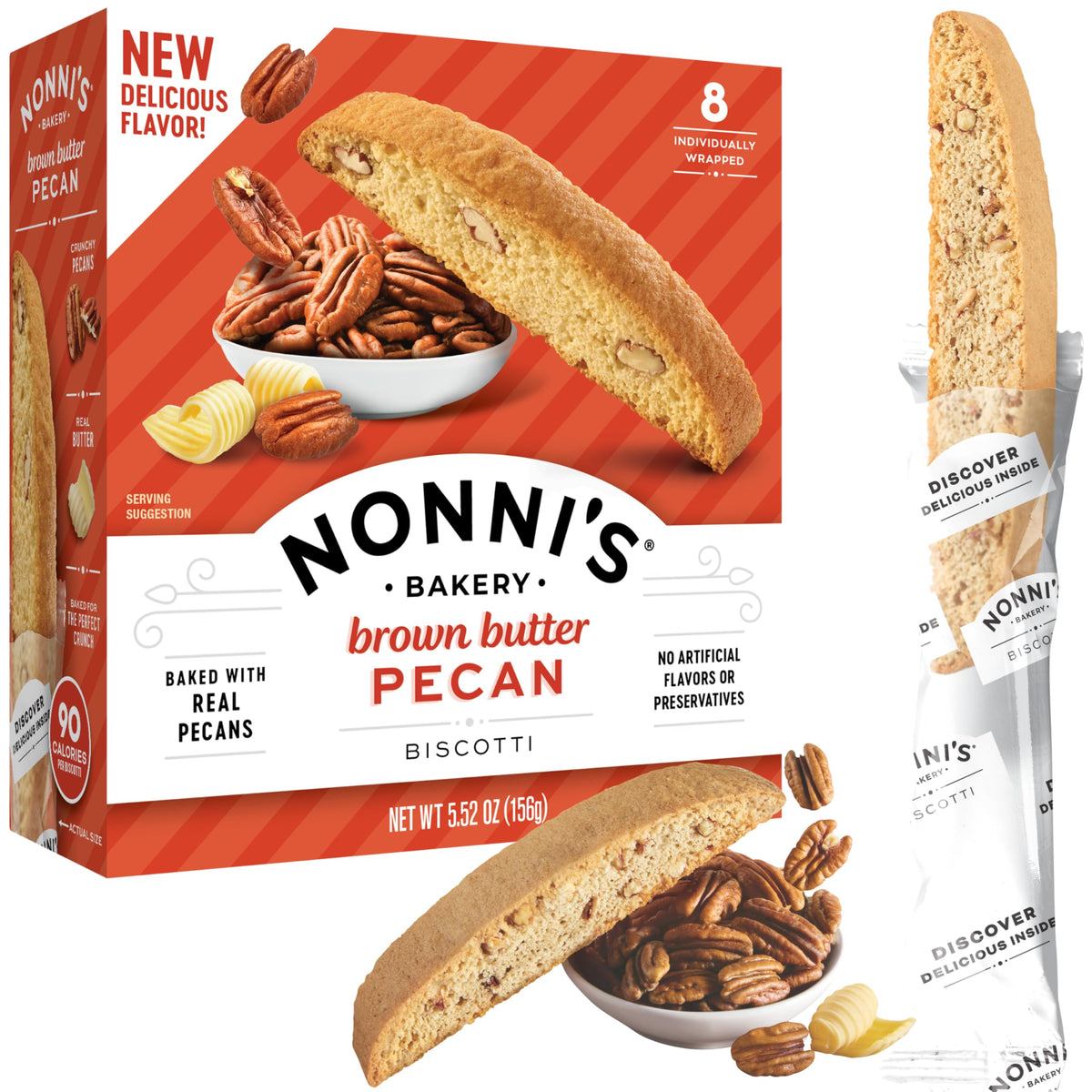 Nonni's Brown Butter Pecan Biscotti box for gifting and sharing.
