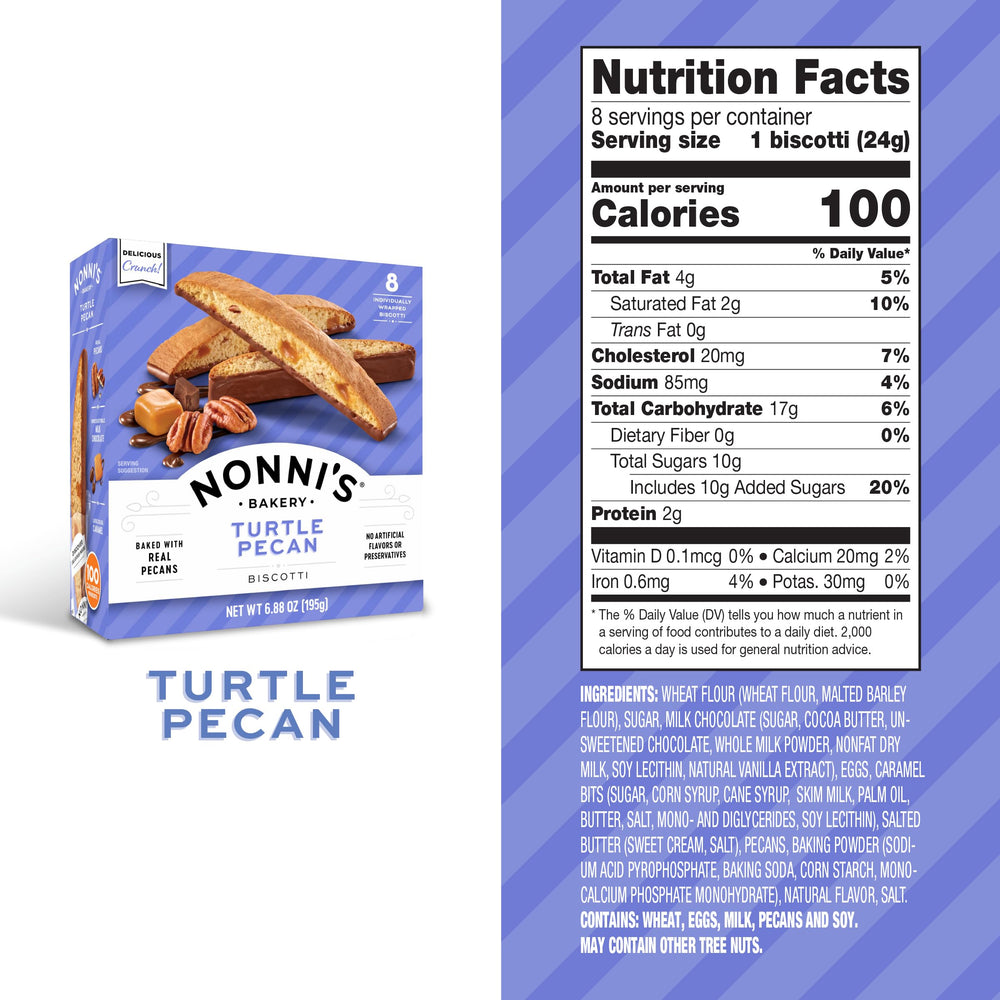 Chocolate-dipped pecan biscotti by Nonni's pairs beautifully with tea or espresso.