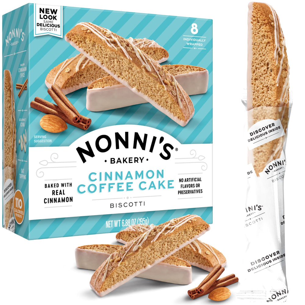Nonni's Cinnamon Streusel Biscotti on a plate, perfect with a morning coffee.