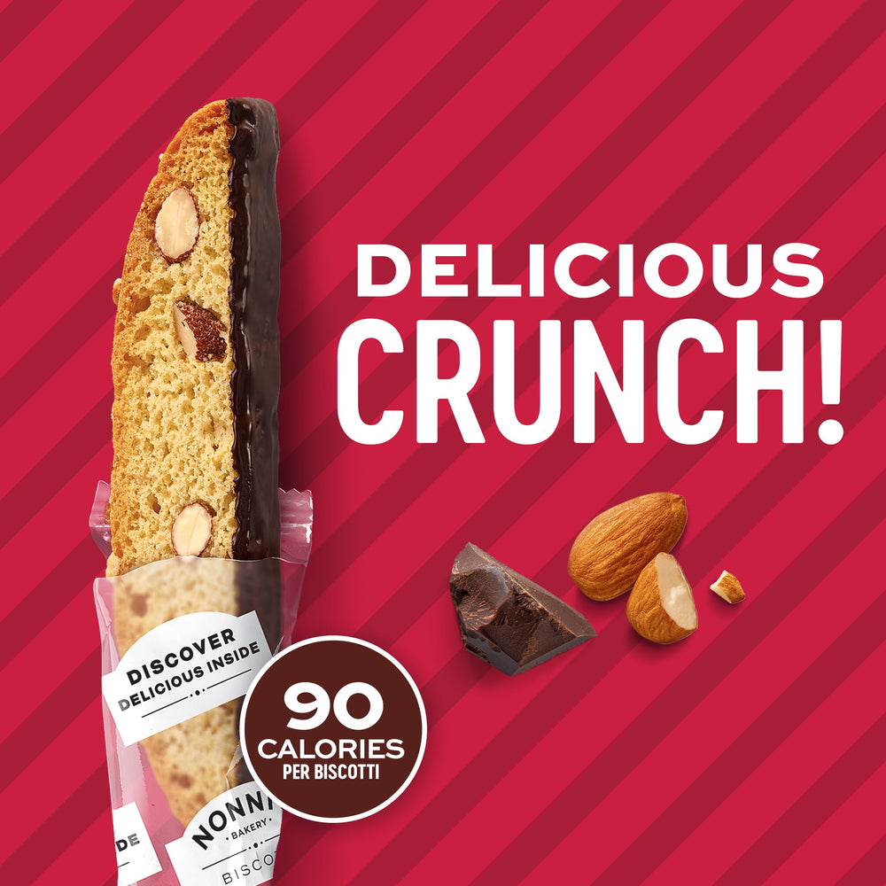 Biscotti dipped in dark chocolate; rich dessert night with indulgence