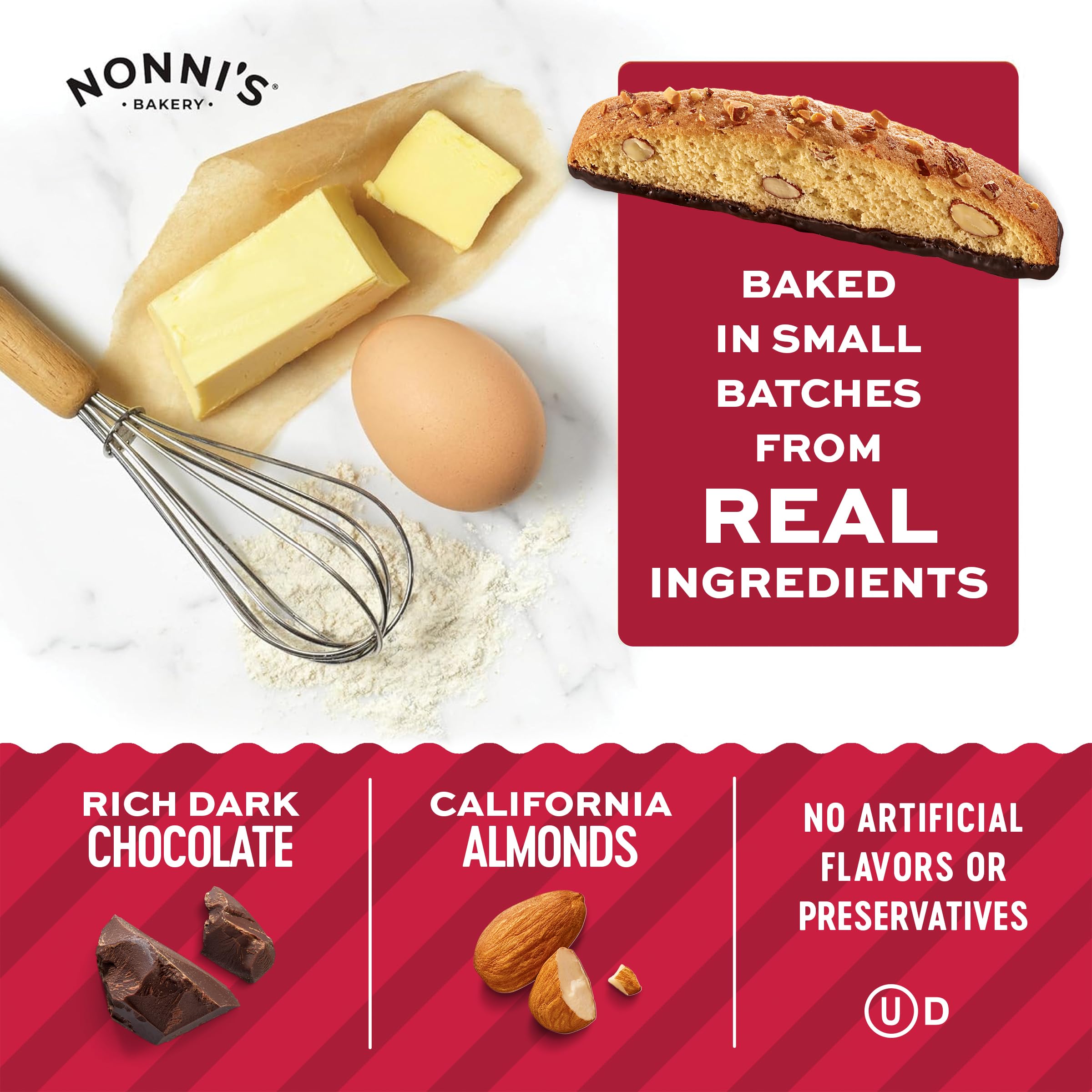Individually wrapped Nonni's biscotti; convenient for on-the-go snacking