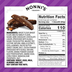Nonni's dark chocolate almond biscotti with coffee pairing for a refined afternoon break