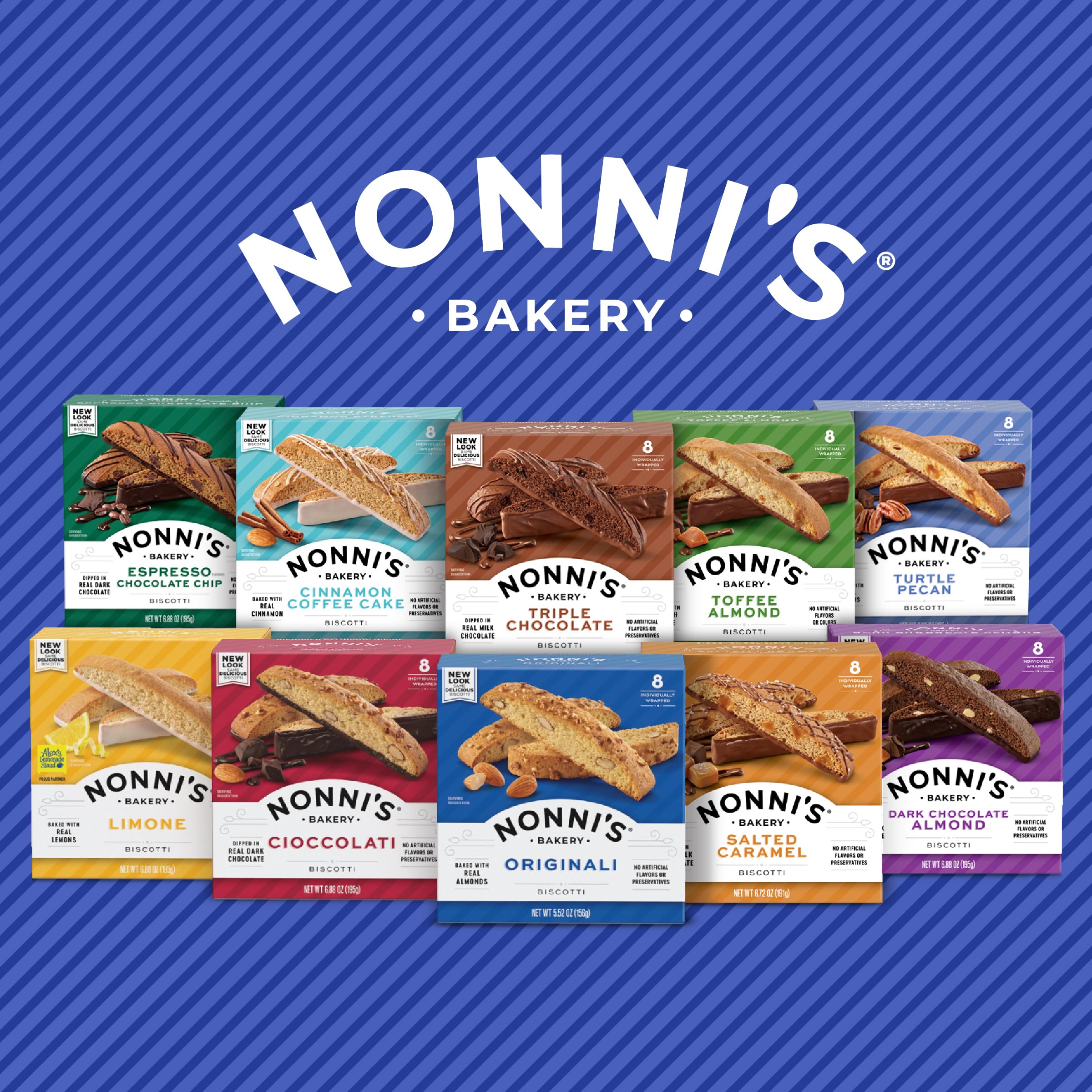 Nonni's Gingerbread Biscotti on elegant holiday packaging, ideal for gifting and seasonal treats.