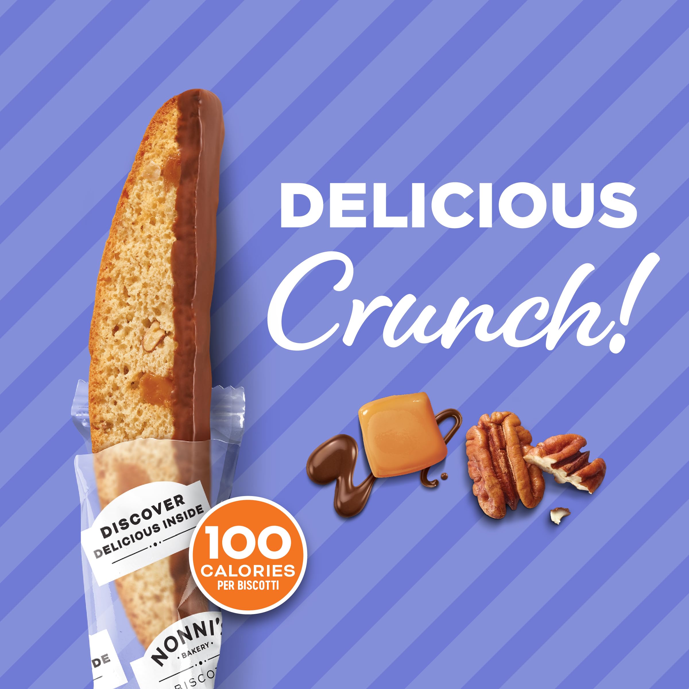 Individually wrapped Nonni's biscotti stay fresh for on-the-go enjoyment.