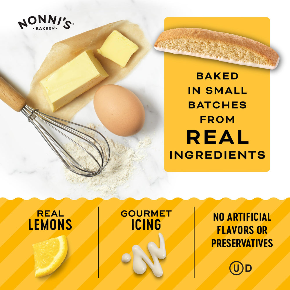 Nonni's Limone biscotti enjoyed as a tea-time snack while traveling