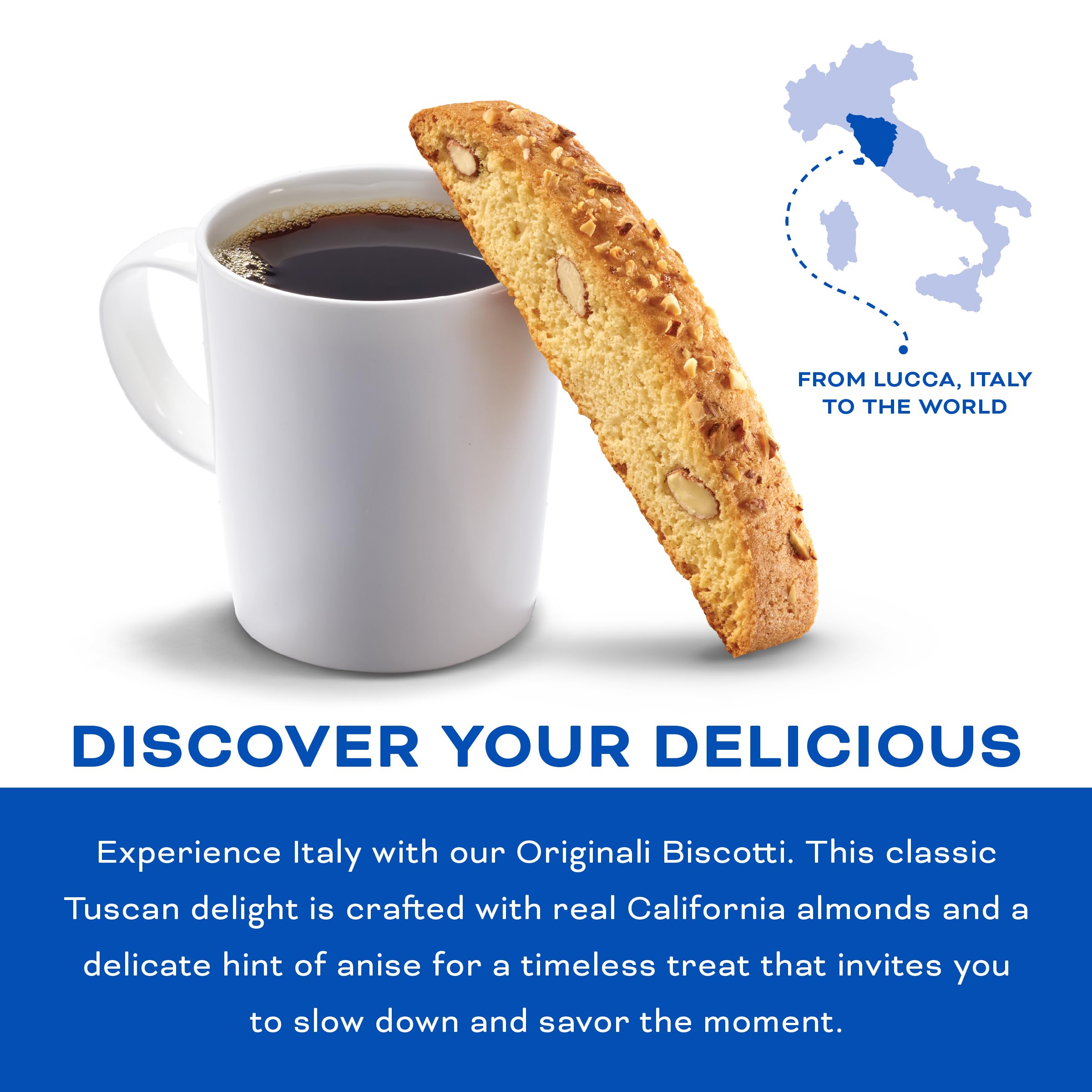 Nonnis Originali almond biscotti pair with tea or dessert wine.