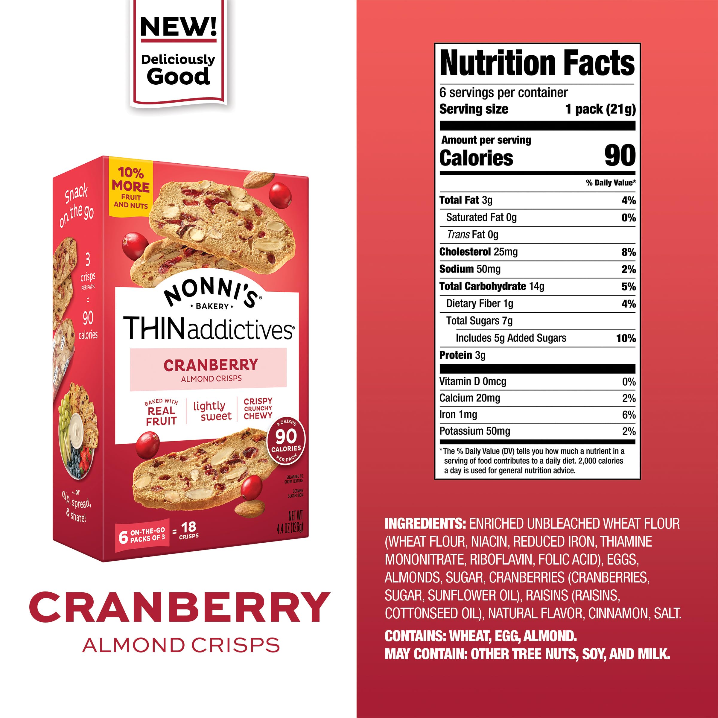 Twice-baked close-up shows the crunchy- chewy bite with almonds and cranberries.
