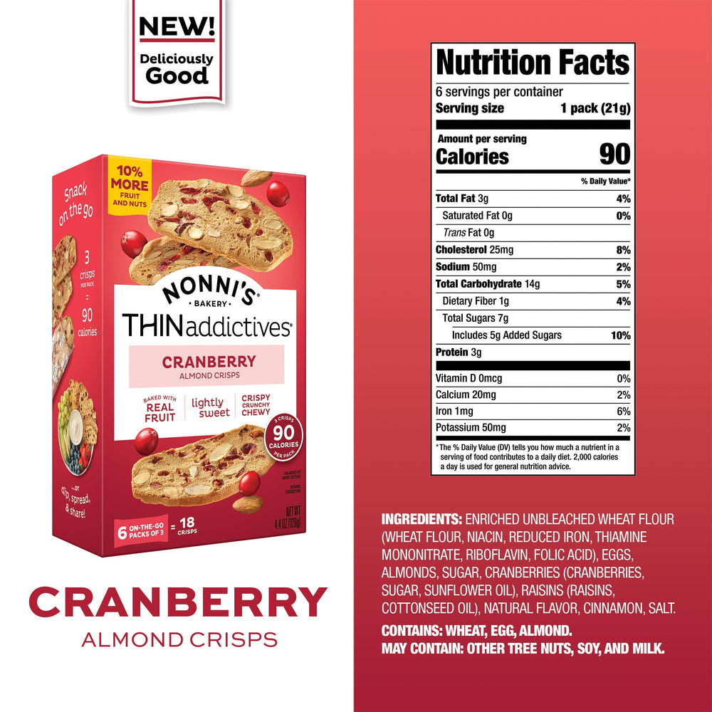 Twice-baked close-up shows the crunchy- chewy bite with almonds and cranberries.