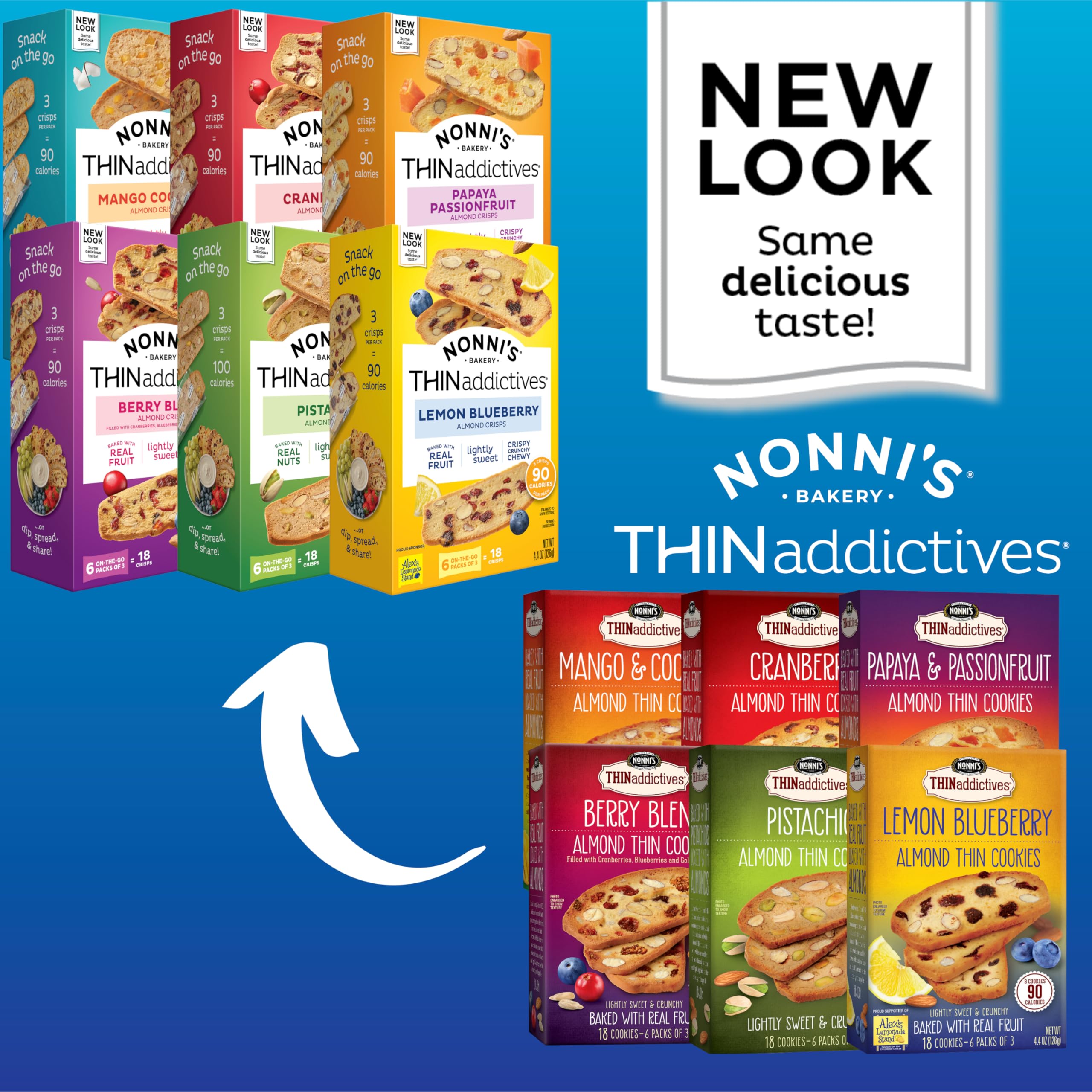 Nonni's THINaddictives lemon blueberry cookies offer bright flavor with a crisp bite.
