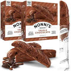 Nonni's Triple Chocolate Biscotti dark chocolate-dipped, a rich indulgence in every bite.