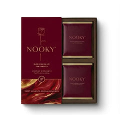 Nooky couple dark chocolate box showcasing gift-ready packaging for sharing