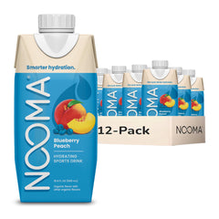 NOOMA Hydrating Sports Drink bottle with blueberry peach flavor for post-workout hydration.