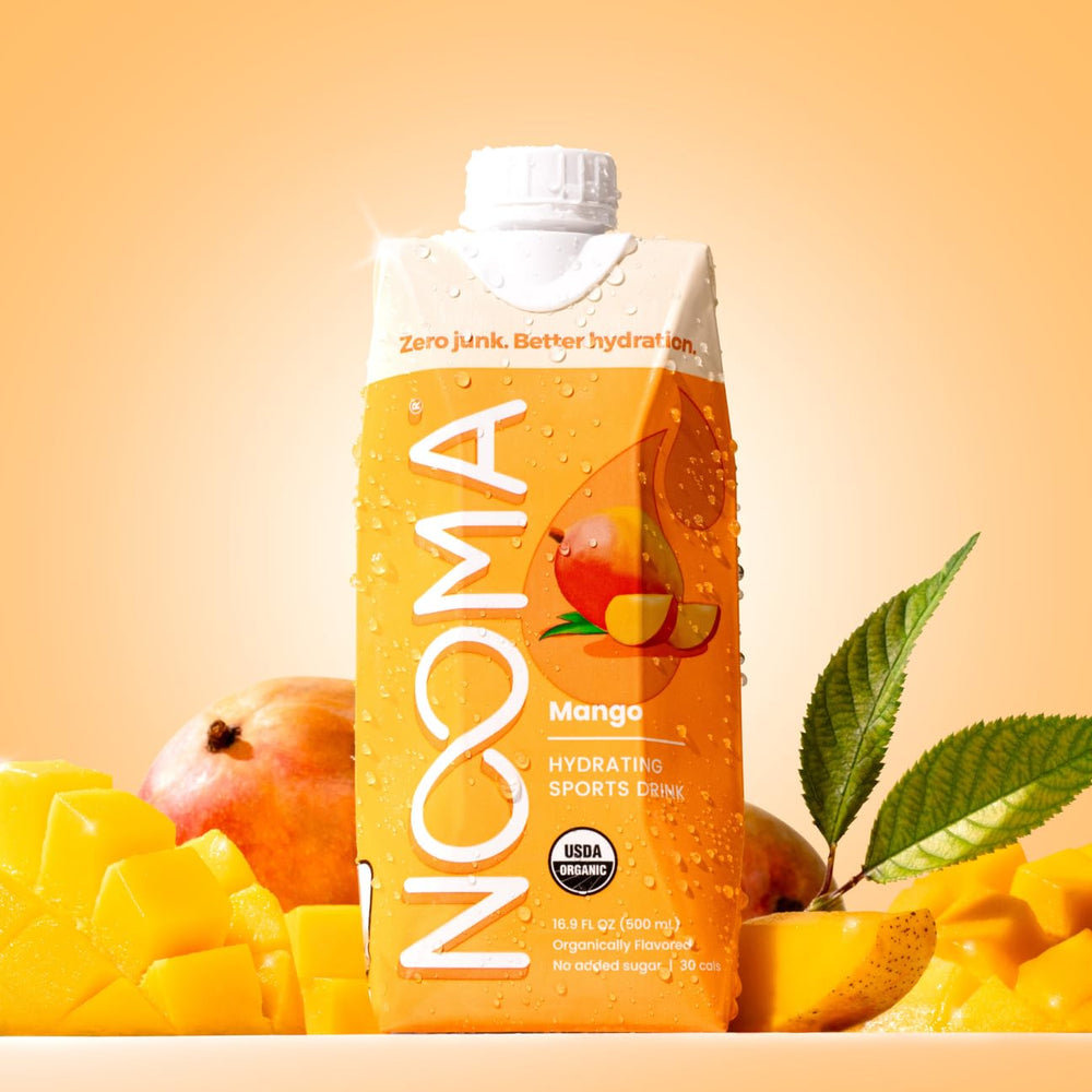 NOOMA Organic coconut water closeup emphasizes plant-based hydration and clean ingredients
