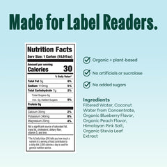 NOOMA organic coconut-water ingredients label highlights natural hydration benefits.