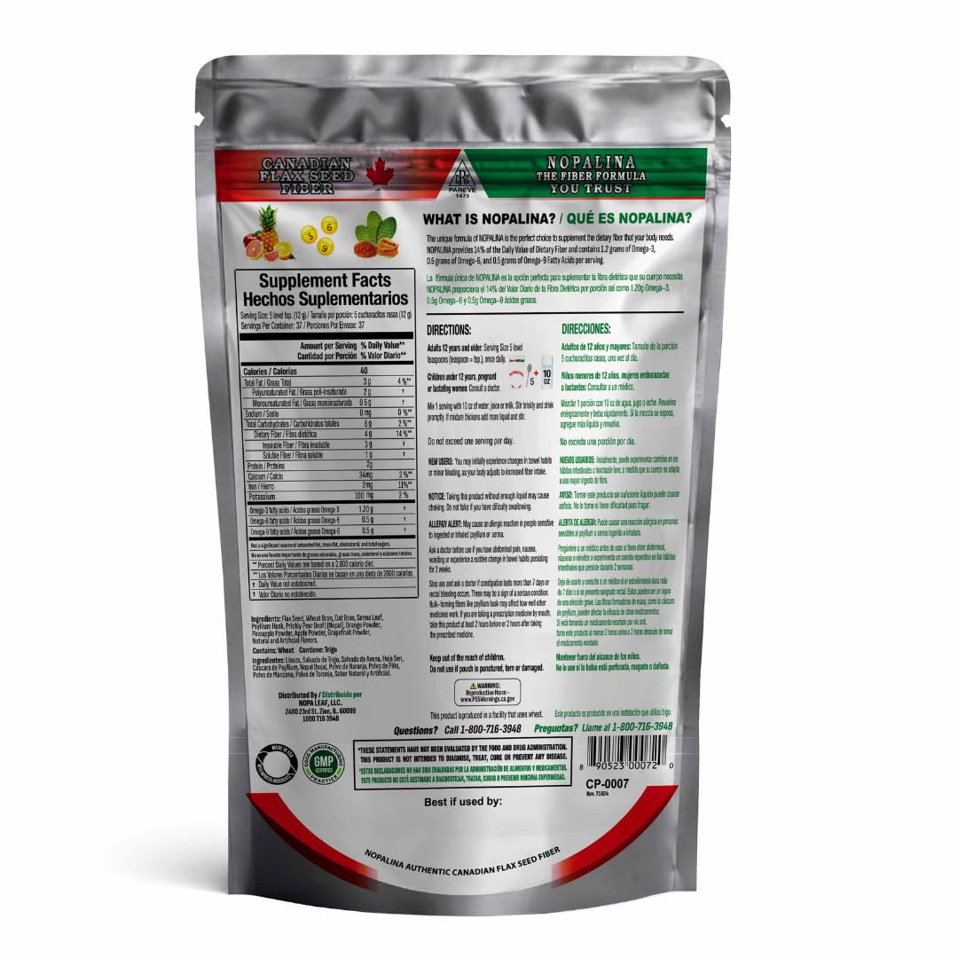 Nopalina Fiber Formula scoop showing convenient serving size