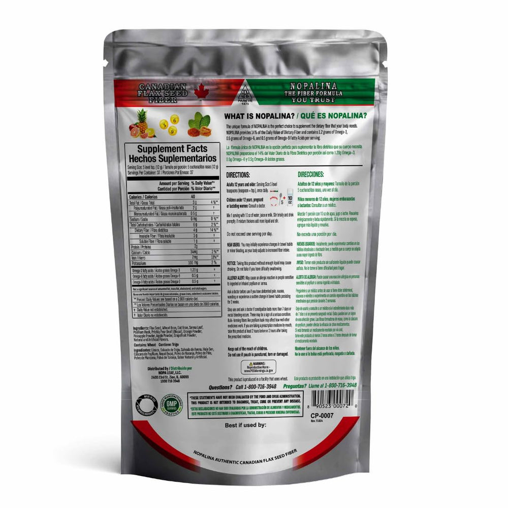 Nopalina Fiber Formula scoop showing convenient serving size